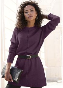 Lascana Damen Longpullover, lila, casual, Gr. 32, unifarben, Strick, Obermaterial: 53% Polyester, 37% Polyacryl, 10% Polyamid, Pullover, in lässiger