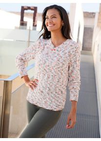 Casual Looks Damen V-Ausschnitt-Pullover "Pullover", orange, Gr. 38, meliert, gemustert, mehrfarbig, 100% Polyacryl, Pullover