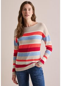Cecil Damen Strickpullover, beige, casual, Gr. XL, gestreift, Web, 50% Baumwolle, 32% Viskose, 18% Polyacryl, Pullover, im soften Baumwoll-Mix