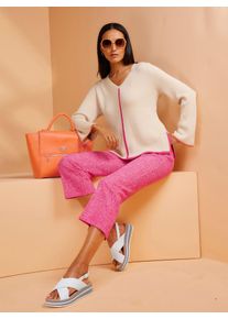Heine Damen Jacquardpullover "Pullover", pink, Gr. 34, gemustert, mehrfarbig, gestreift, 55% Baumwolle, 45% Viskose, Pullover