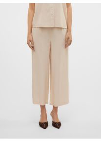 Véro Moda VERO MODA Damen Culotte "VMMYMILO H/W CULOTTE PANT WVN GA", beige, modisch, Gr. L, meliert, Web, Obermaterial: 55% Viskose, 45% Leinen, Hosen, mit