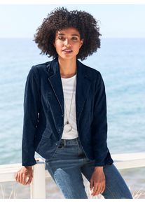 Heine Damen Jackenblazer "Samtblazer", blau, Gr. 46, 65% Polyester, 33% Baumwolle, 2% Elasthan, Blazer