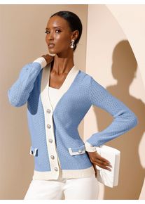 CRÉATION L CREATION L Damen Cardigan, blau, Gr. 40, gemustert, 55% Lyocell, 25% Polyacryl, 10% Seide, 10% Wolle, Strickjacken