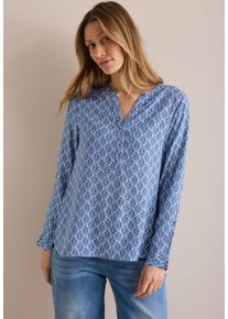 Cecil Damen Langarmbluse, blau, casual, Gr. L, bedruckt, Stoff, 100% Viskose, Blusen, aus softer Viskose