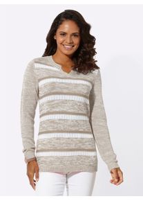 Casual Looks Damen Strickpullover "Pullover", beige, Gr. 38, gemustert, 100% Baumwolle, 0% Polyacryl, Pullover