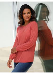 Classic Basics Damen Rundhalspullover "Ajour-Pullover", pink, Gr. 40, unifarben, 100% Polyacryl, Pullover