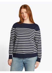Damen Strickpullover "CRV CO JERSEY STITCH LS B-NK SWT", blau, casual, Gr. 52, Tommy Hilfiger Curve, gestreift, Strick, Obermaterial: 67% Baumwolle,