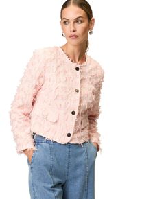 Zero Damen Jackenblazer "Zero Bouclè-Blazer mit Klappentaschen", silber, elegant, Gr. 34, Strukturmuster, Bouclu00e9, Obermaterial: 100% Polyester.