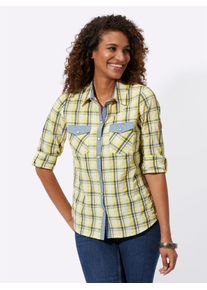 Casual Looks Damen Karobluse, gelb, Gr. 36, gemustert, kariert, mehrfarbig, 50% Baumwolle, 50% Polyester, Blusen