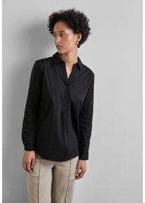 Street One Damen Langarmbluse, schwarz, casual, Gr. 34, unifarben, Web, 74% Baumwolle, 24% Polyamid, 2% Elasthan, Blusen, mit Seitlichen Einschlitzen
