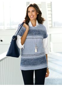 Inspirationen Damen Pullunder "Pullunder", blau, Gr. 40, gemustert, mehrfarbig, 81% Polyacryl, 16% Polyester, 3% metallisierte Fasern, Pullover