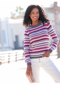 Casual Looks Damen Strickpullover "Pullover", bunt, Gr. 36, gemustert, gestreift, mehrfarbig, 50% Baumwolle, 50% Polyacryl, Pullover