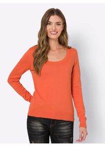 Heine Damen Rundhalspullover "Rundhals-Pullover", orange, Gr. 36, unifarben, 100% Baumwolle, Pullover