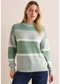 Cecil Damen Strickpullover, grün, casual, Gr. S, gestreift, Web, 65% Baumwolle, 28% Polyacryl, 5% Viskose, 2% Metallpolyester, Pullover, im soften