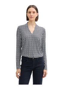 Tom Tailor Damen Langarmshirt, schwarz, casual, Gr. M, gemustert, Obermaterial: 95% Viskose, 5% Elasthan, Shirts, mit All-Over Print