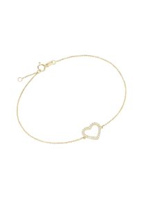 Luigi Merano Damen Armband "Mittelteil Herz mit Zirkonia, Gold 375", 19,5cm, Gelbgold 375, gold, Gelbgold 375, Armbänder
