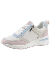 Tamaris Damen Keilsneaker, Gr. 40, blau, Lederimitat, unifarben mit Farbeinsätzen, sportlich, Schuhe, Freizeitschuh, Halbschuh, Schnürschuh mit