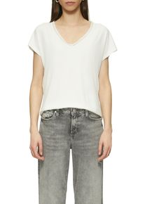 QS Damen T-Shirt, weiß, casual, Gr. M, unifarben, Obermaterial: 48% Baumwolle, 48% Modal, 4% Elasthan, Shirts, mit Spitze am Ausschnitt