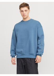 Jack & Jones JACK & JONES Herren Sweatshirt "JJEURBAN EDGE SWEAT CREW NECK NOOS", blau, modisch, Gr. L, unifarben, angeraute Sweatware, Obermaterial: 70%