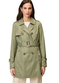 Zero Damen Trenchcoat "Zero Trenchcoat mit Bindegürtel", grün, casual, Gr. 34, clean, Web, Obermaterial: 100% Polyester. Ärmelfutter: ohne Futter.,