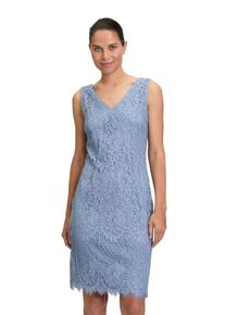 Vera Mont Damen Etuikleid "Vera Mont Etuikleid mit Spitze", blau, festlich, Gr. 36, Spitze, Obermaterial: 52% Viskose, 30% Baumwolle, 18% Polyamid.