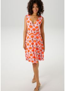 Aniston CASUAL Damen Sommerkleid, orange, feminin, Gr. 46, bedruckt, gemustert, Single Jersey, Obermaterial: 95% Viskose, 5% Elasthan, Kleider, mit
