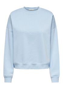 Only Damen Sweatshirt "ONLSWEAT L/S CREW OVERSIZE SWT", blau, modisch, Gr. S, unifarben, Sweatware, Obermaterial: 60% Baumwolle, 40% Polyester,