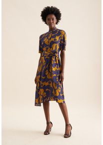 Seidensticker Damen Sommerkleid "Schwarze Rose", gelb, Gr. 48, gemustert, 100% Viskose, Kleider, Kurzarm Rundhals Geometrische Muster