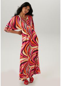 Damen Maxikleid, bunt, Gr. 48, Aniston SELECTED, bedruckt, gemustert, Single Jersey, Obermaterial: 95% Viskose, 5% Elasthan, Kleider, mit weiten,