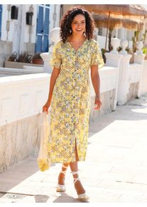 Inspirationen Damen Druckkleid "Druck-Kleid", gelb, Gr. 38, gemustert, mehrfarbig, bedruckt, 100% Viskose, Kleider