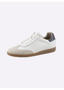 Heine Damen Sneaker, Gr. 36, weiß, Leder, Rindsleder, Glattleder, Veloursleder, modisch, Schuhe