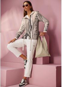 Heine Damen Strickjacke, grau, Gr. 48, gemustert, mehrfarbig, bedruckt, 65% Polyester, 35% Viskose, Strickjacken