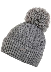 Chillouts Damen Bommelmütze "Estephania Hat", grau, feminin,modisch, meliert, Zopfmuster, Feinstrick, Kunstfaser, Mützen, mit weichem Fleecefutter