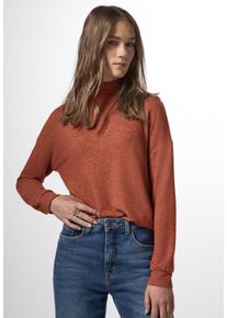 Damen Langarmshirt, braun, casual, Gr. 46, STREET ONE STUDIO, unifarben, Stoff, 80% Viskose, 15% Polyester, 5% Elasthan, Shirts, aus softem