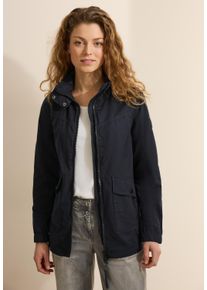 Cecil Damen Kurzjacke, blau, casual, Gr. XS, unifarben, Stoff, Obermaterial: 58% Polyester, 32% Baumwolle, 10% Nylon; Futter: 100% Polyester, Jacken,