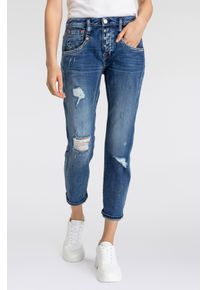 Herrlicher Damen 7/8-Jeans "Shyra Cropped Denim Comfort", blau, casual, Gr. 25, Destroyed-Effekte, Denim/Jeans, Obermaterial: 98% Baumwolle, 2%