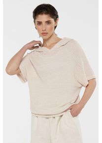 Damen Kapuzenpullover, beige, casual, Gr. XL, SENSES.THE LABEL, unifarben, Material: 83% Polyester, 13% Baumwolle, 4% Elasthan, Pullover, mit