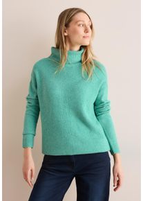Cecil Damen Rollkragenpullover, grün, casual, Gr. L, unifarben, Web, 37% Baumwolle, 34% Polyacryl, 26% Polyester, 3% Elasthan, Pullover, aus softem