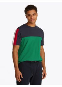 Tommy Hilfiger Herren T-Shirt "GLOBAL STRIPE COLOURBLOCK TEE", grün, casual, Gr. XXXL, Single Jersey, Obermaterial: 100% Baumwolle, Shirts, im