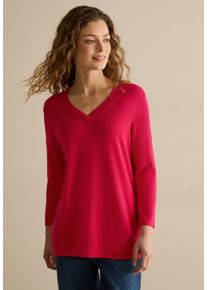 Cecil Damen Strickpullover, rot, casual, Gr. S, unifarben, Web, 60% Baumwolle, 40% Viskose, Pullover, mit 3/4 Ärmeln