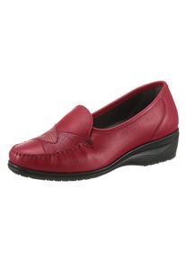 CLASSIC Damen Mokassin, Gr. 41, rot, Glattleder, Basic, Schuhe