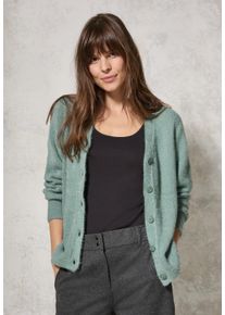 Cecil Damen Cardigan, grün, casual, Gr. XXL, unifarben, Web, 68% Baumwolle, 32% Polyester, Strickjacken, mit V-Ausschnitt