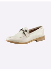 Heine Damen Slipper, Gr. 39, beige, Leder, Glattleder, Rindsleder, modisch, Schuhe