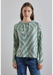 Street One Damen Kapuzenshirt, grün, casual, Gr. 44, gemustert, Stoff, 51% Polyester, 45% Viskose, 4% Elasthan, Shirts, aus elastischem Materialmix