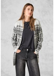 Cecil Damen Cardigan, weiß, casual, Gr. M, gemustert, Stoff, 42% Polyacryl, 30% Polyester, 26% Baumwolle, 2% Metallfasern, Strickjacken, aus softem
