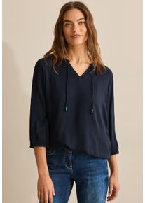 Cecil Damen Langarmbluse, blau, casual, Gr. XL, unifarben, Stoff, 100% Viskose, Blusen, mit 3/4 Ärmeln