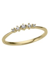 Firetti Damen Goldring "Schmuck Geschenk Gold 585, poliert", 16, 0,08 ct P2 = erkennbare Einschlüsse, Gelbgold 585-Diamanten, 2mm, gold, Gelbgold