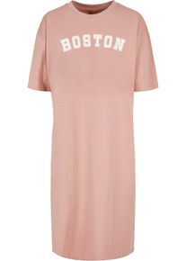 Merchcode Damen Shirtkleid "Merchcode Damen Ladies Boston X Organic Oversized Slit Tee Dress", rosa, klassisch, Gr. M, 100% Baumwolle, Kleider