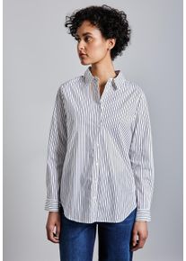 Street One Damen Langarmbluse, weiß, casual, Gr. 46, gestreift, Web, 79% Baumwolle, 19% Nylon, 2% Elasthan, Blusen, im soften Baumwoll-Mix