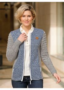 Casual Looks Damen Strickjacke, blau, Gr. 42, gemustert, mehrfarbig, 48% Polyacryl, 40% Baumwolle, 12% Wolle, Strickjacken
